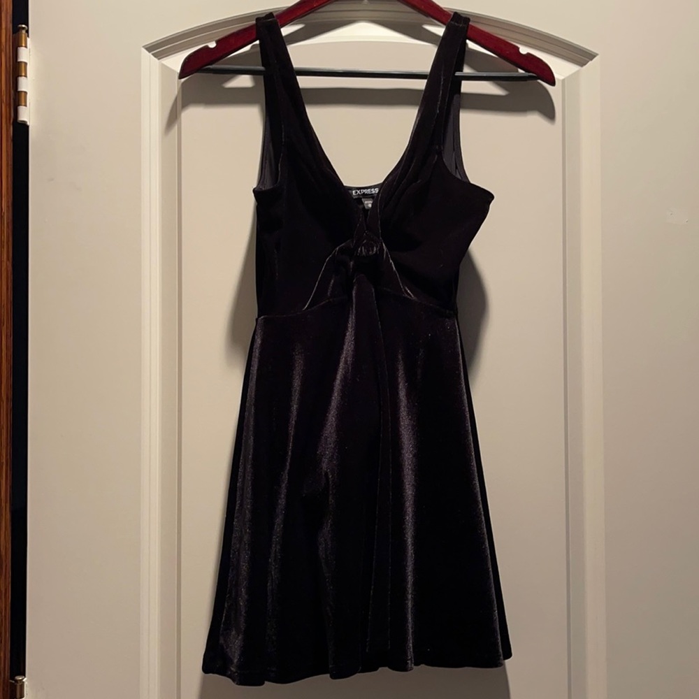 Express Velvet Black Sweetheart Neckline Fit and Flare Dress size XS